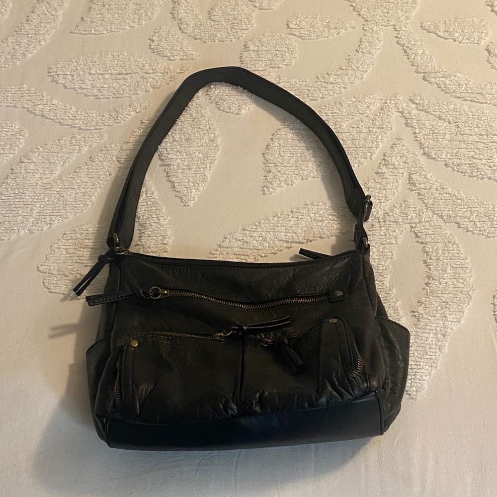 Bueno black faux leather handbag shoulder or crossbody